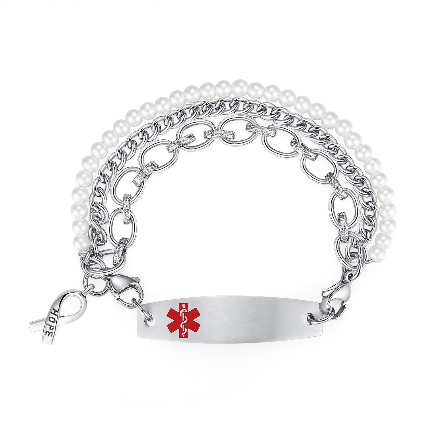 Bracelet Sterling Silver or Gold Medical Alert ID Stamped -   Sterling  silver bracelets, Chain link bracelet, Medical jewelry