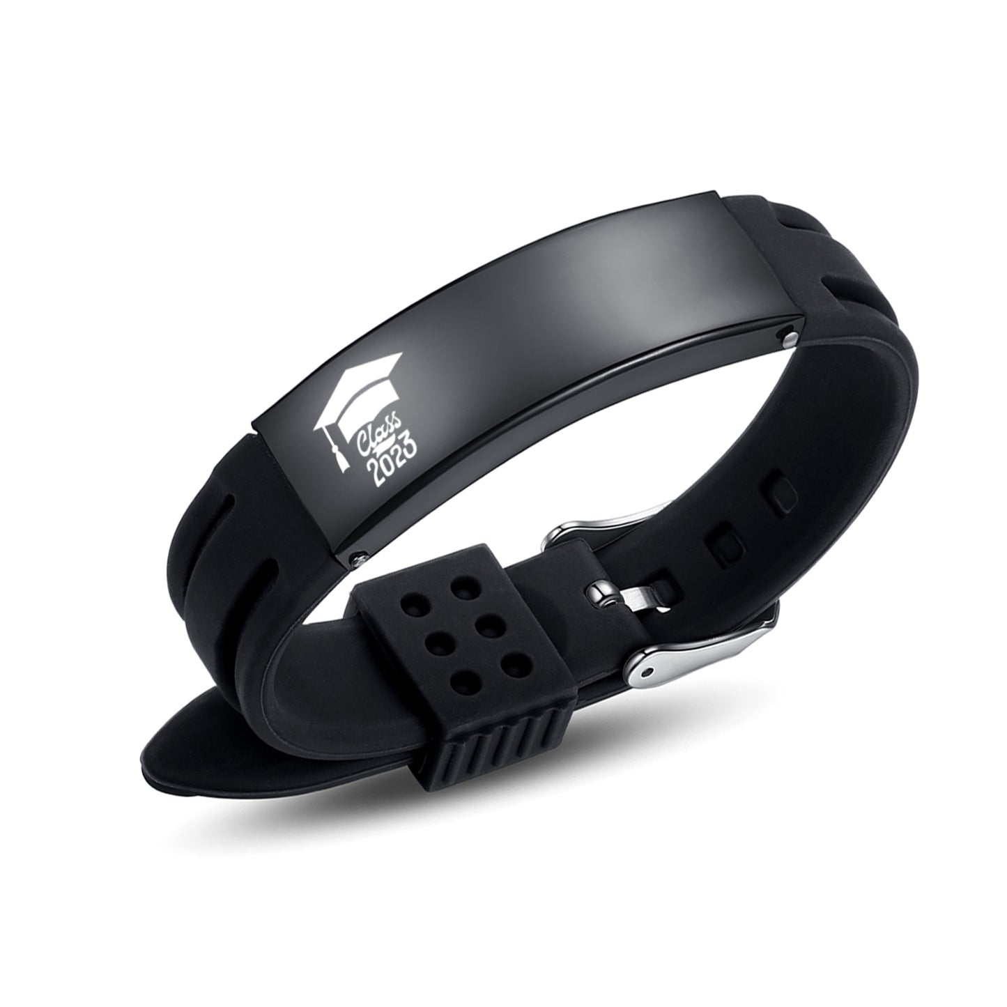 2023 Unique Graduation Gifts for him,Personalized Graduation Bracelets-Sport Silicone Stainless Steel inspirational Bracelets