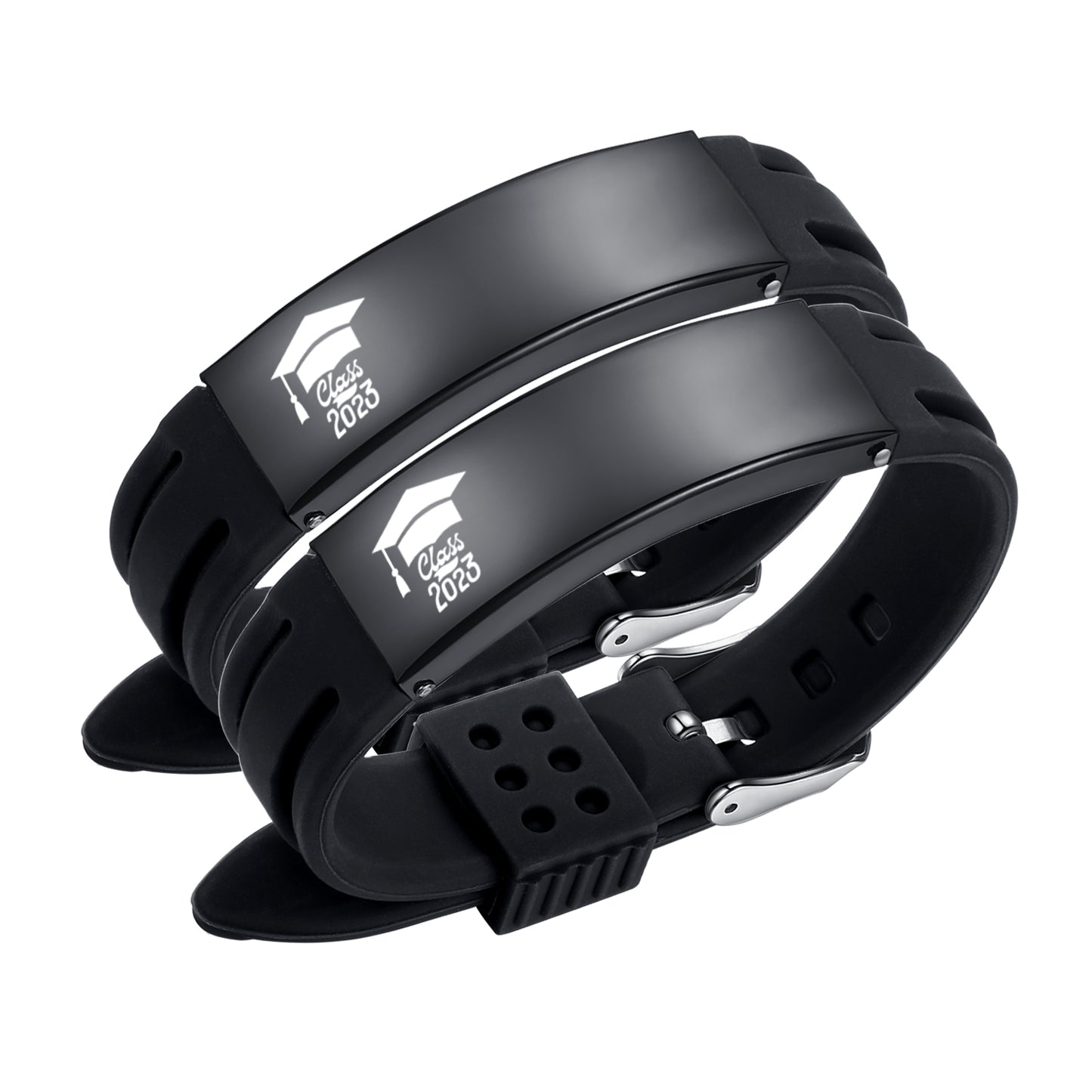 2023 Unique Graduation Gifts for him,Personalized Graduation Bracelets-Sport Silicone Stainless Steel inspirational Bracelets