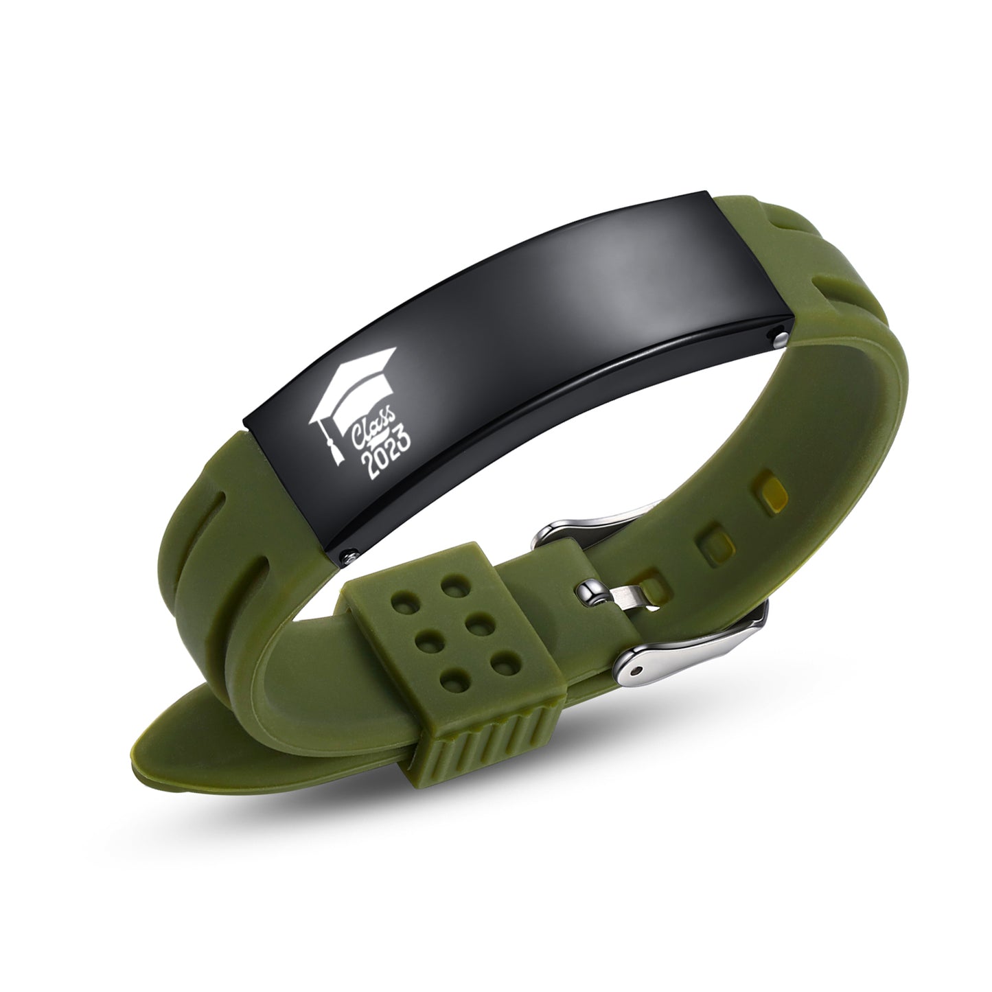 2023 Unique Graduation Gifts for him,Personalized Graduation Bracelets-Sport Silicone Stainless Steel inspirational Bracelets
