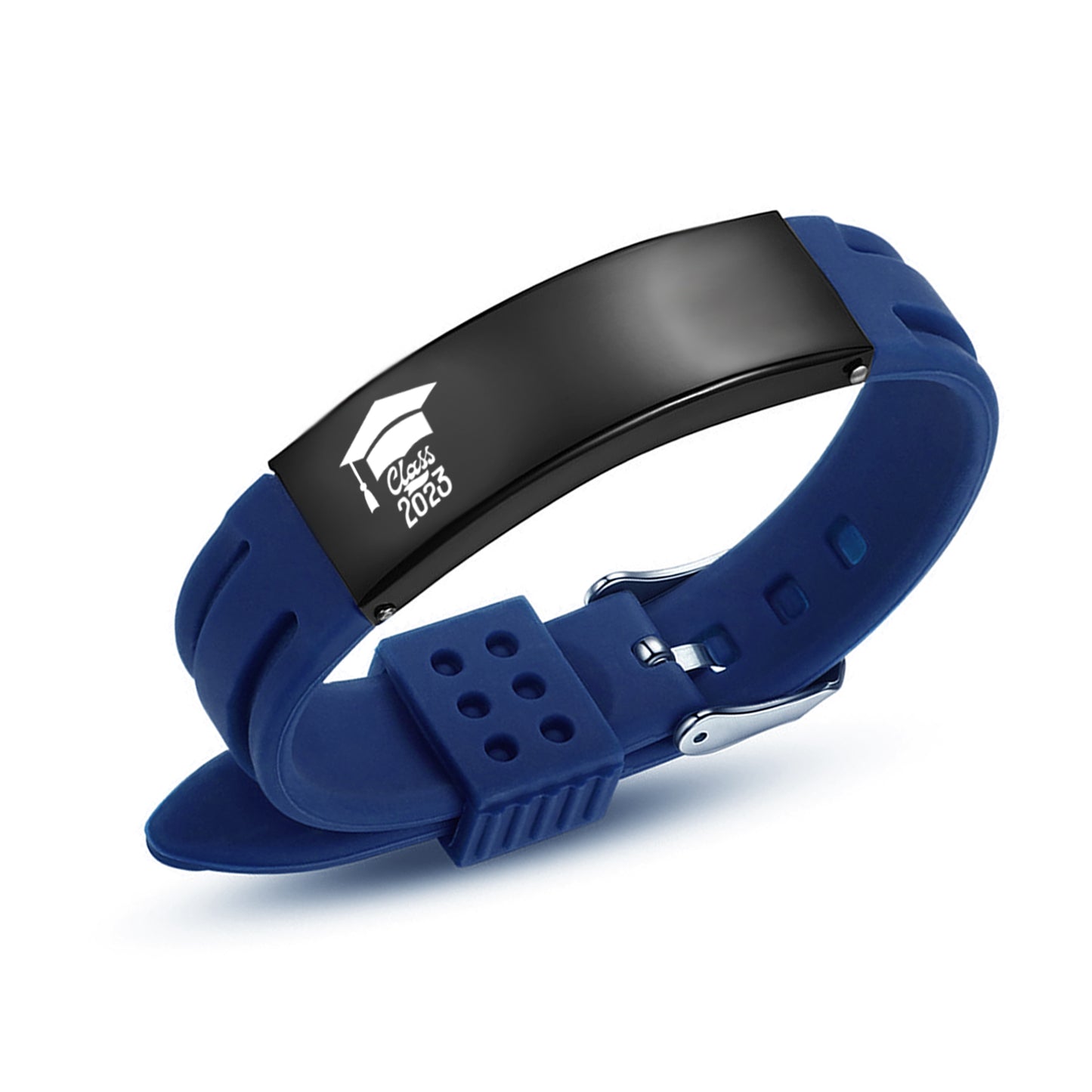 2023 Unique Graduation Gifts for him,Personalized Graduation Bracelets-Sport Silicone Stainless Steel inspirational Bracelets