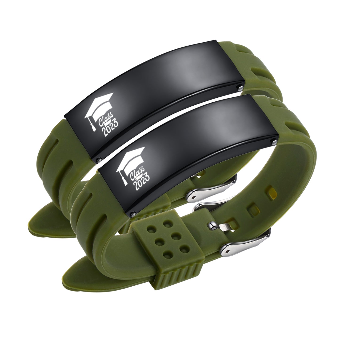 2023 Unique Graduation Gifts for him,Personalized Graduation Bracelets-Sport Silicone Stainless Steel inspirational Bracelets