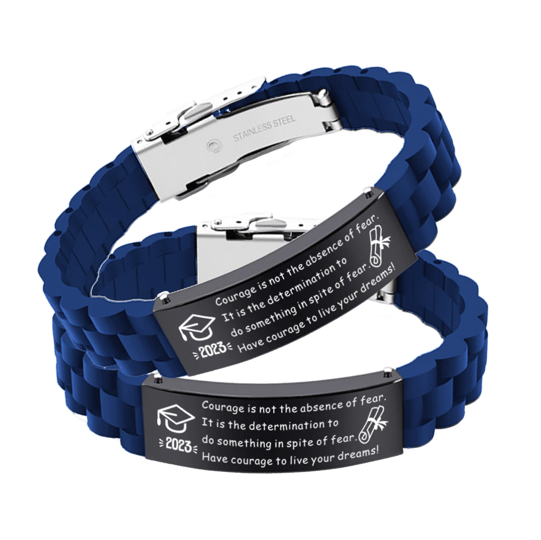 2023 Unique Graduation Gifts for him,Personalized Graduation Bracelets-Sport Silicone Stainless Steel inspirational Bracelets