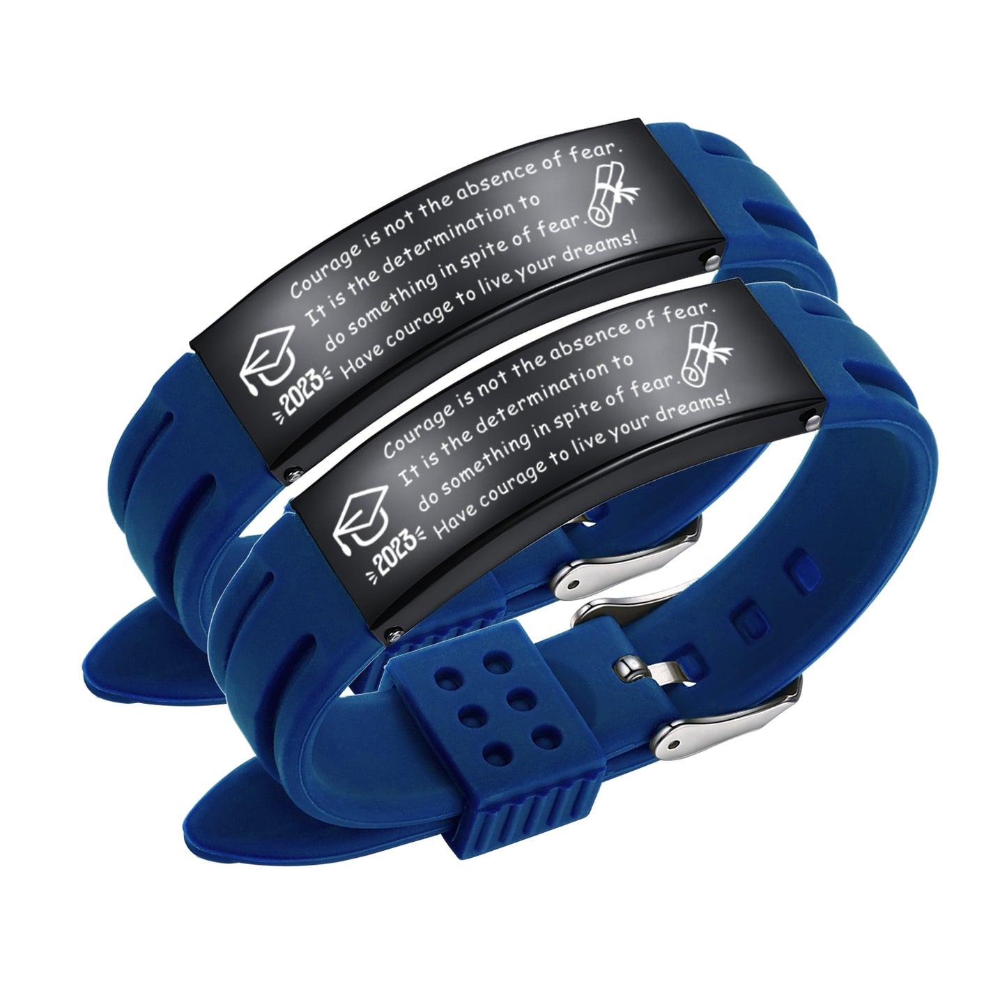 2023 Unique Graduation Gifts for him,Personalized Graduation Bracelets-Sport Silicone Stainless Steel inspirational Bracelets