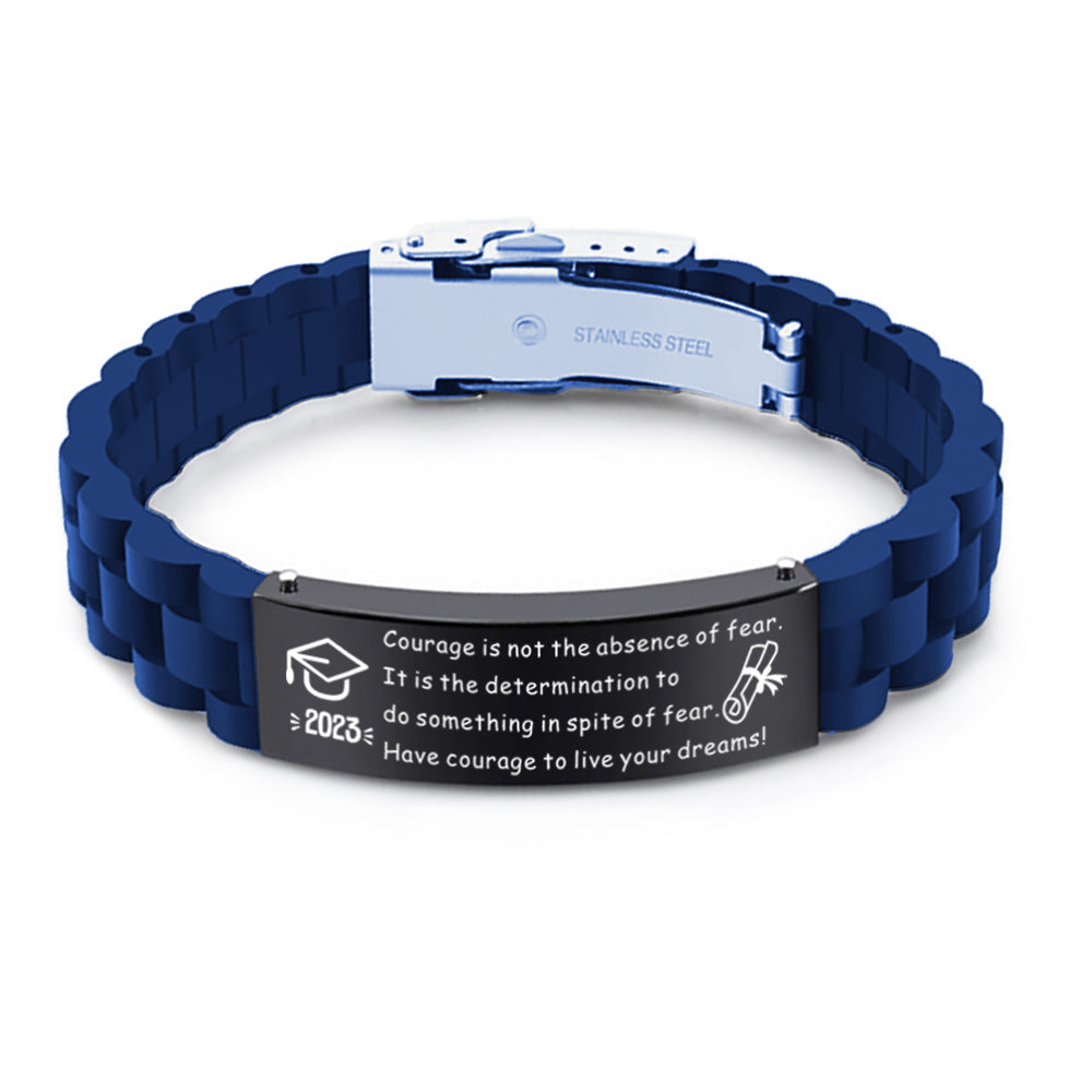 2023 Unique Graduation Gifts for him,Personalized Graduation Bracelets-Sport Silicone Stainless Steel inspirational Bracelets