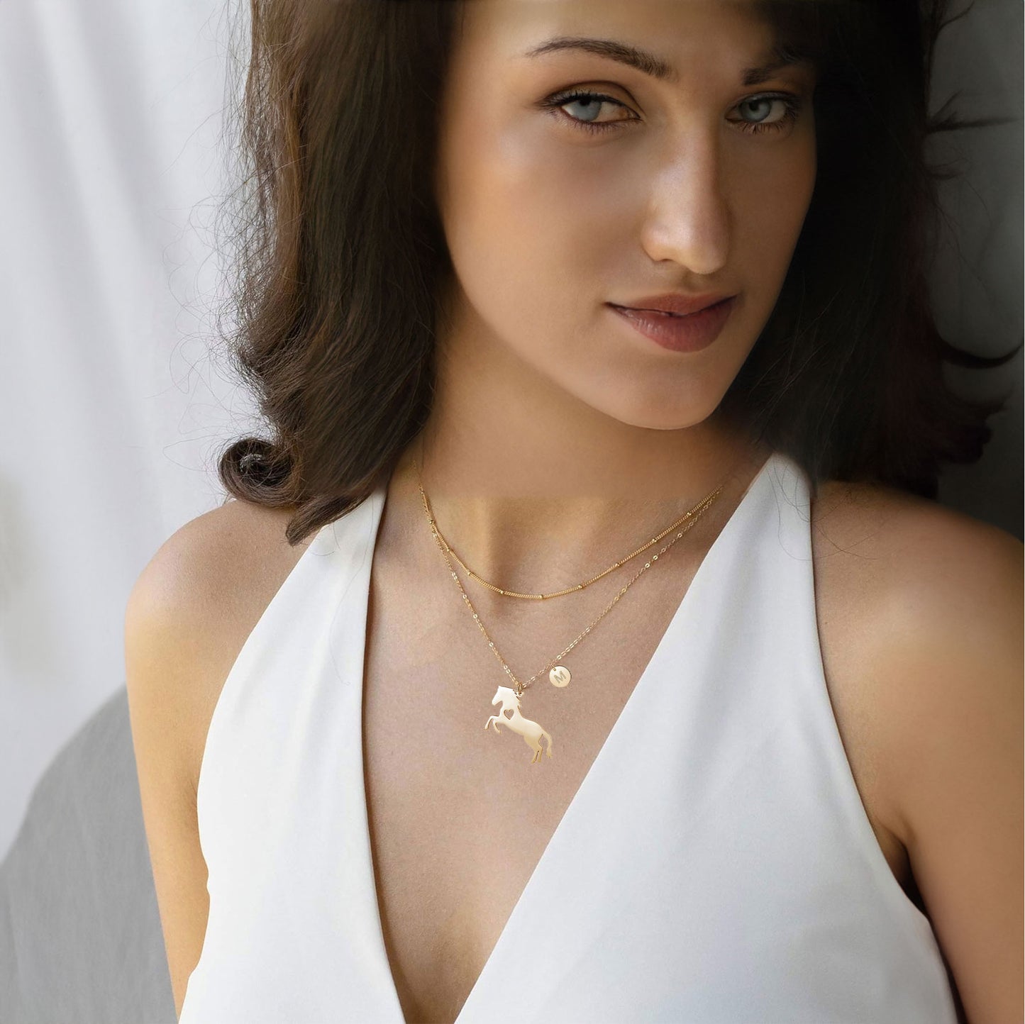 Charming Stainless Steel Horse Necklace - Horse Pendant with 26 Initials, Ideal Gift for Girls, Women, and Horse Enthusiasts of All Ages