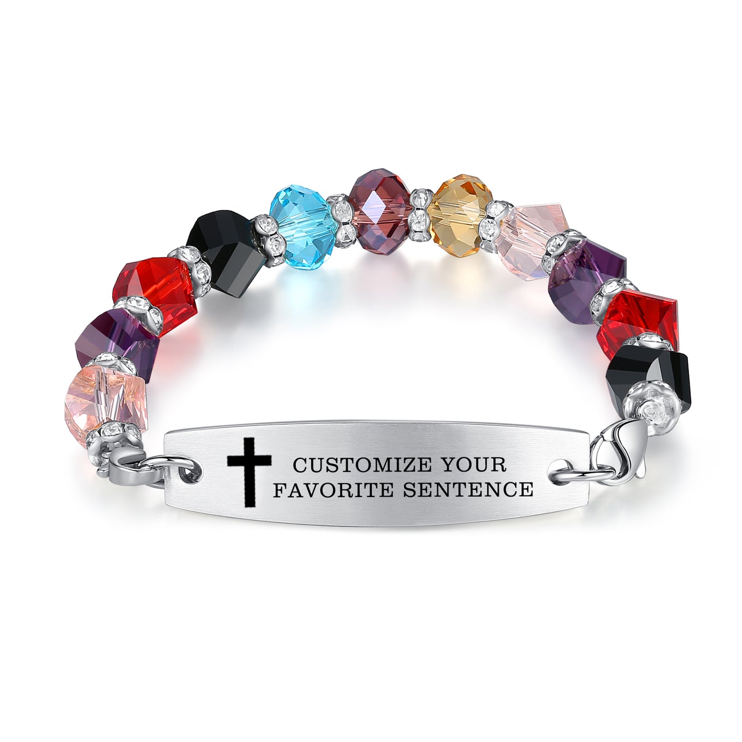 Linnalove Bible Verse Bracelet, Faith Christian Mantra Quotes Bracelet for Women, Multi-color elastic beaded jewelry,Christmas Gift