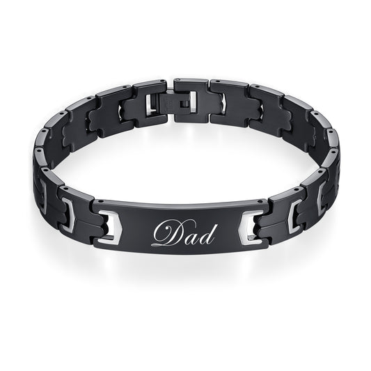 Stainless Steel Link Bracelet Personalized Engraved DAD Jewelry Gift for Men DAD Fathers Day Gift Ideas For Birthday