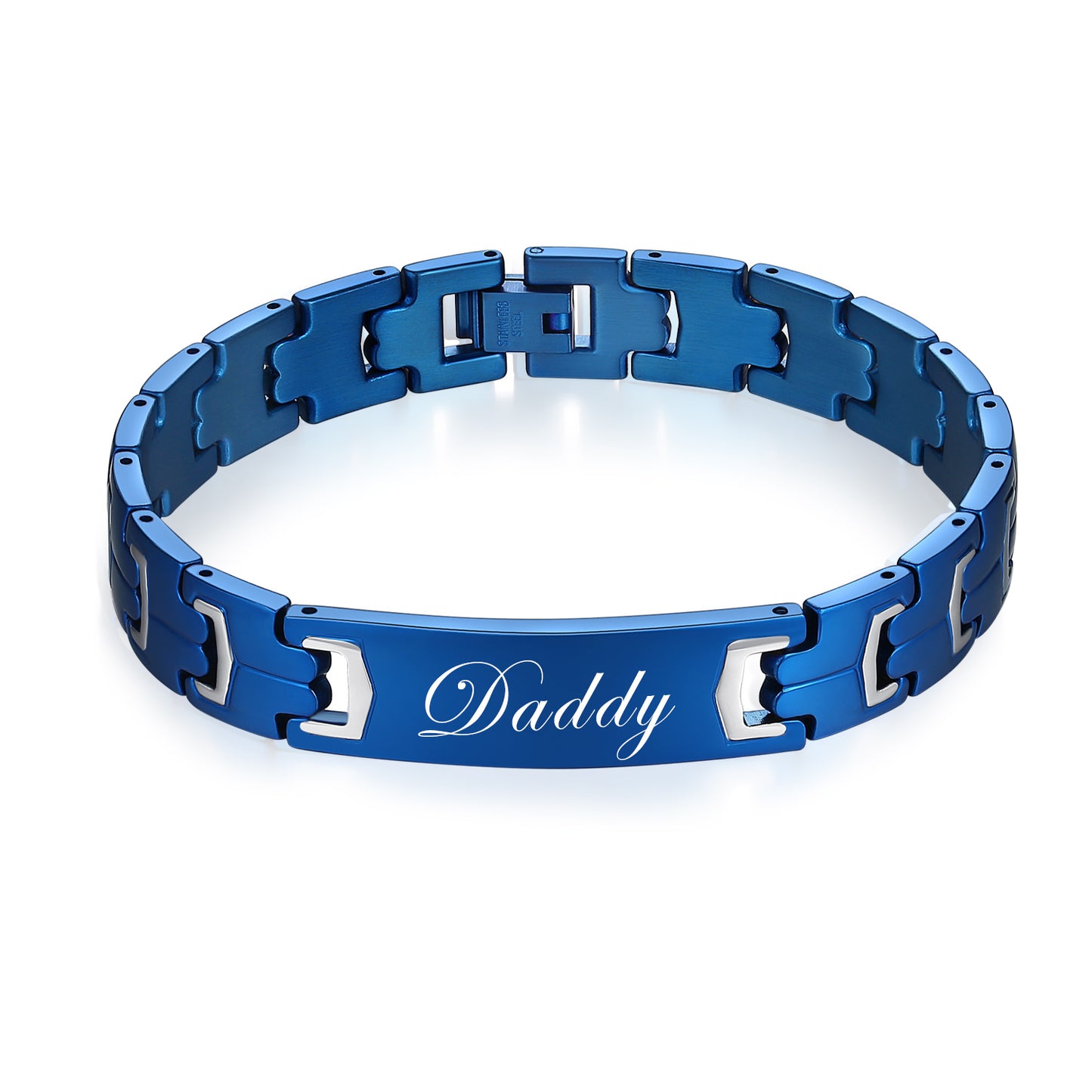 Stainless Steel Link Bracelet Personalized Engraved DAD Jewelry Gift for Men DAD Fathers Day Gift Ideas For Birthday