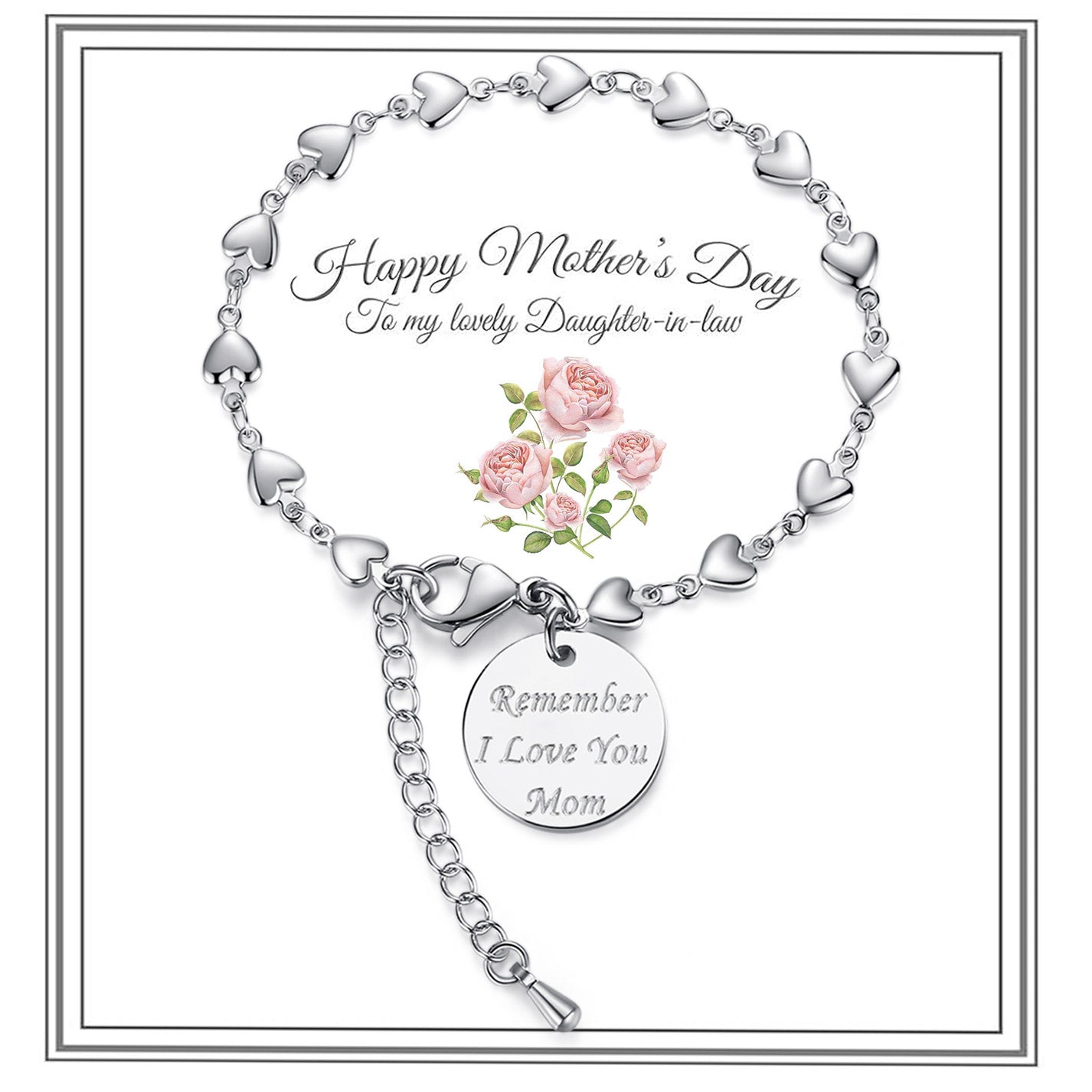 LinnaLove mothers day gifts for mom stainless steel heart bracelets from daughter son
