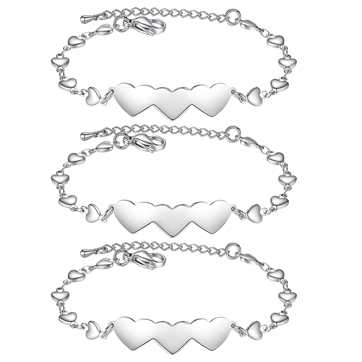 2/3/ Pcs Matching Heart Distance Bracelets Friendship Gift for Sisters Best Friends Cousins Bestie Girls Women