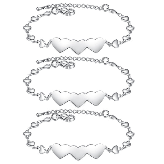 2/3/ Pcs Matching Heart Distance Bracelets Friendship Gift for Sisters Best Friends Cousins Bestie Girls Women