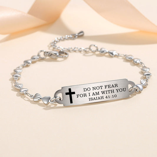 linnalove Bible Verse Bracelets,Christmas Gift -Adjustable Stainless Steel heart chain Faith Christian Mantra Quotes Engraved Bracelet for Women