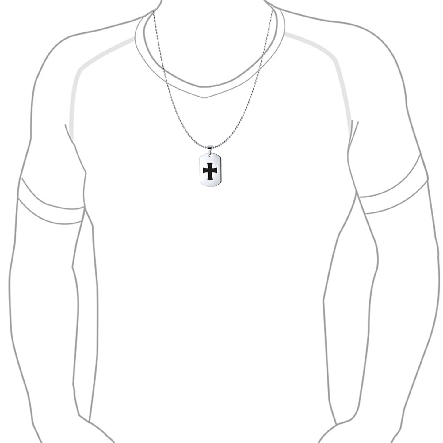 Bible Verse Cross Dog Tag Necklace for Men Stainless Steel Chain 24inch Inspirational Christian Jewelry Meaningful Religious Gift for Boys