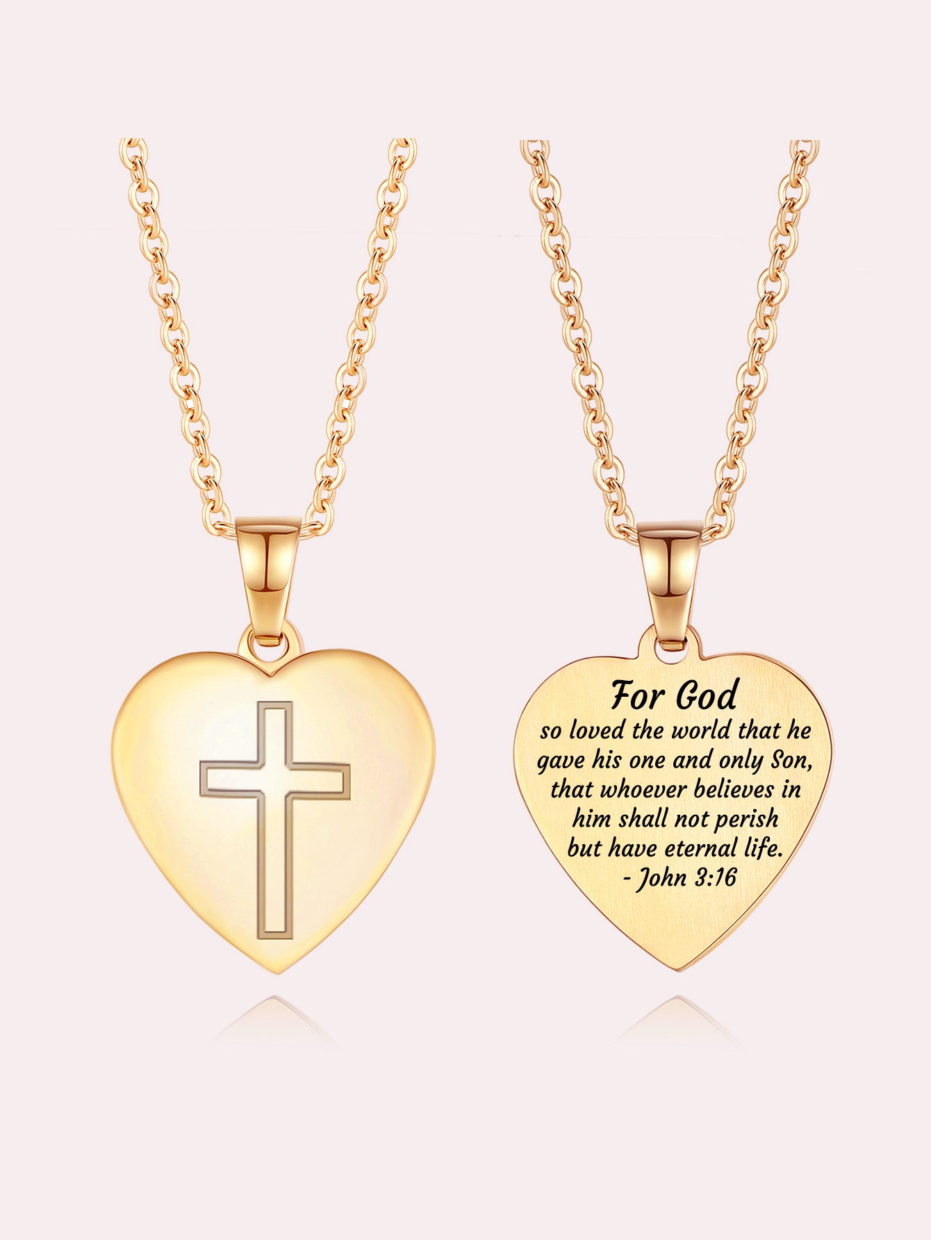 Stainless Steel Christian Cross Heart Bible Verse Necklace-Inspirational Faith Gift for Women Teen Girl