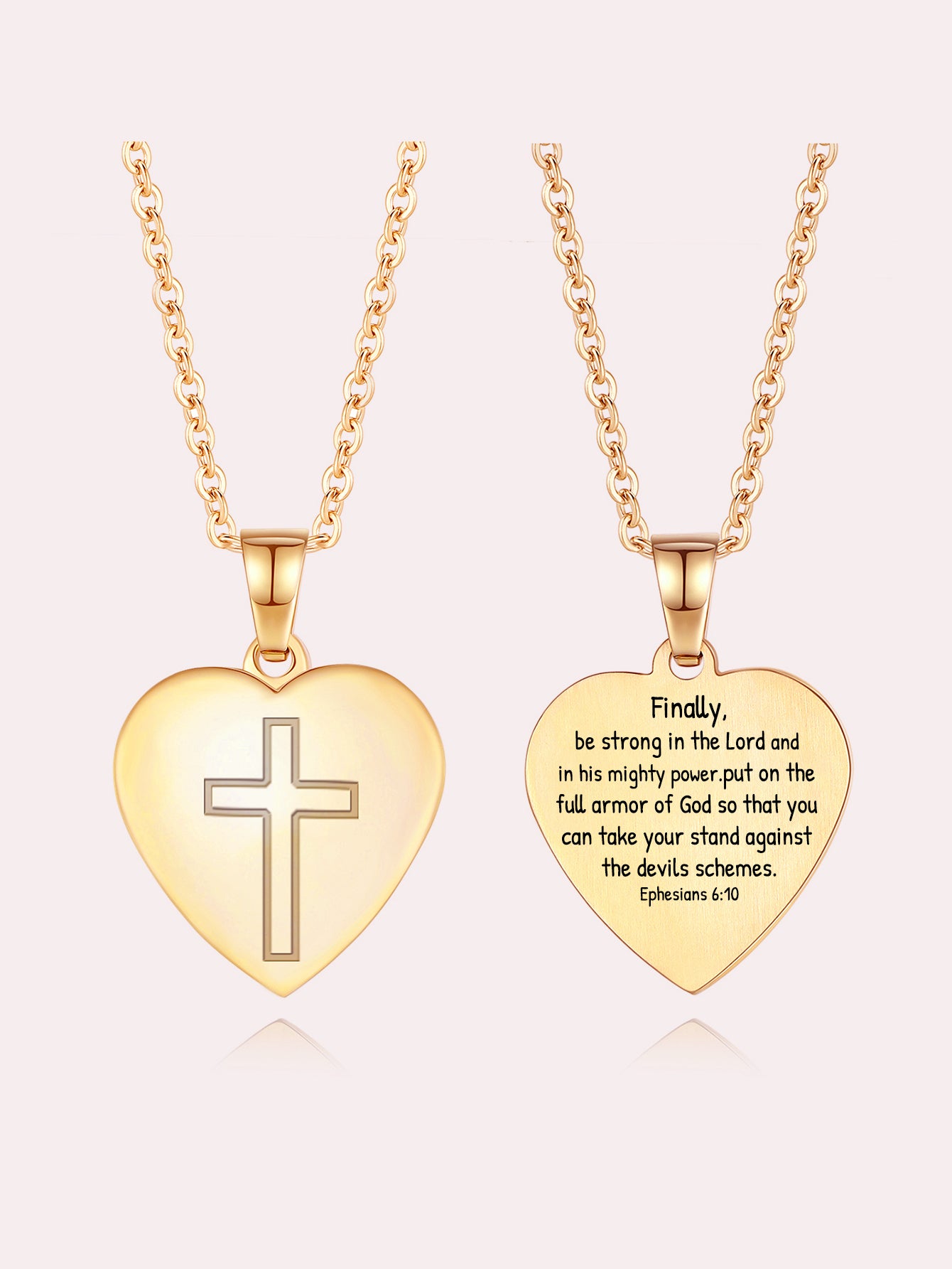 Stainless Steel Christian Cross Heart Bible Verse Necklace-Inspirational Faith Gift for Women Teen Girl