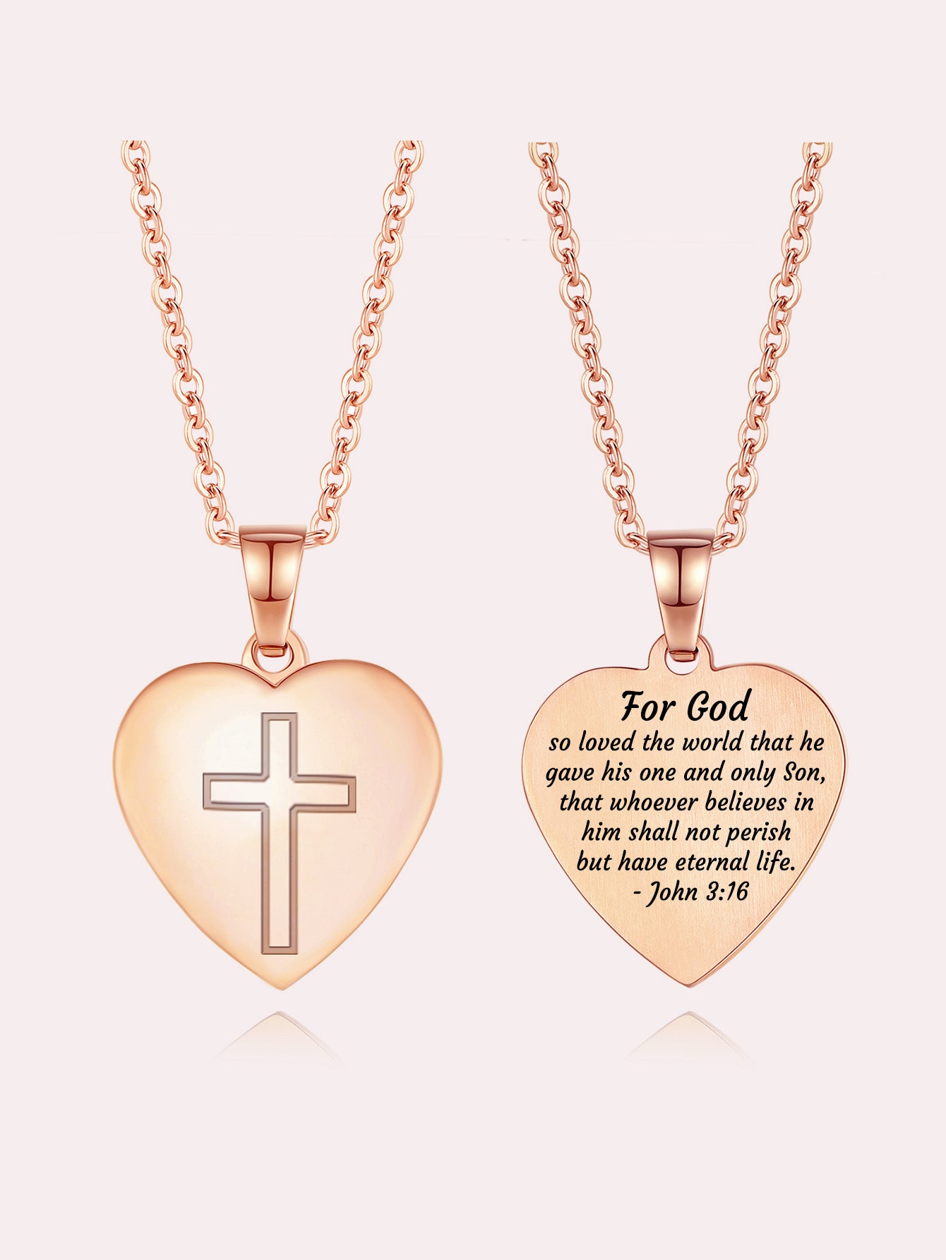 Stainless Steel Christian Cross Heart Bible Verse Necklace-Inspirational Faith Gift for Women Teen Girl