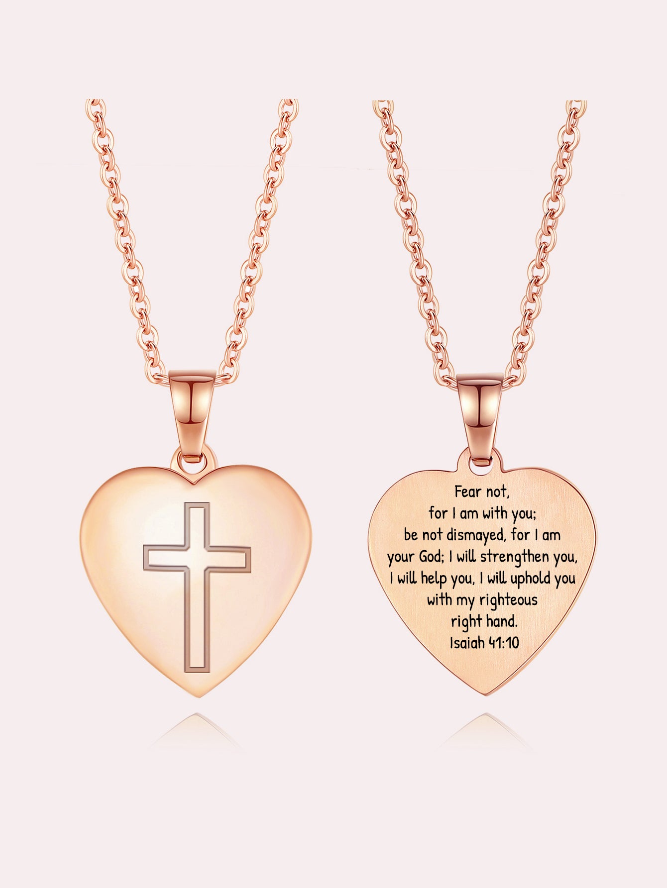 Stainless Steel Christian Cross Heart Bible Verse Necklace-Inspirational Faith Gift for Women Teen Girl