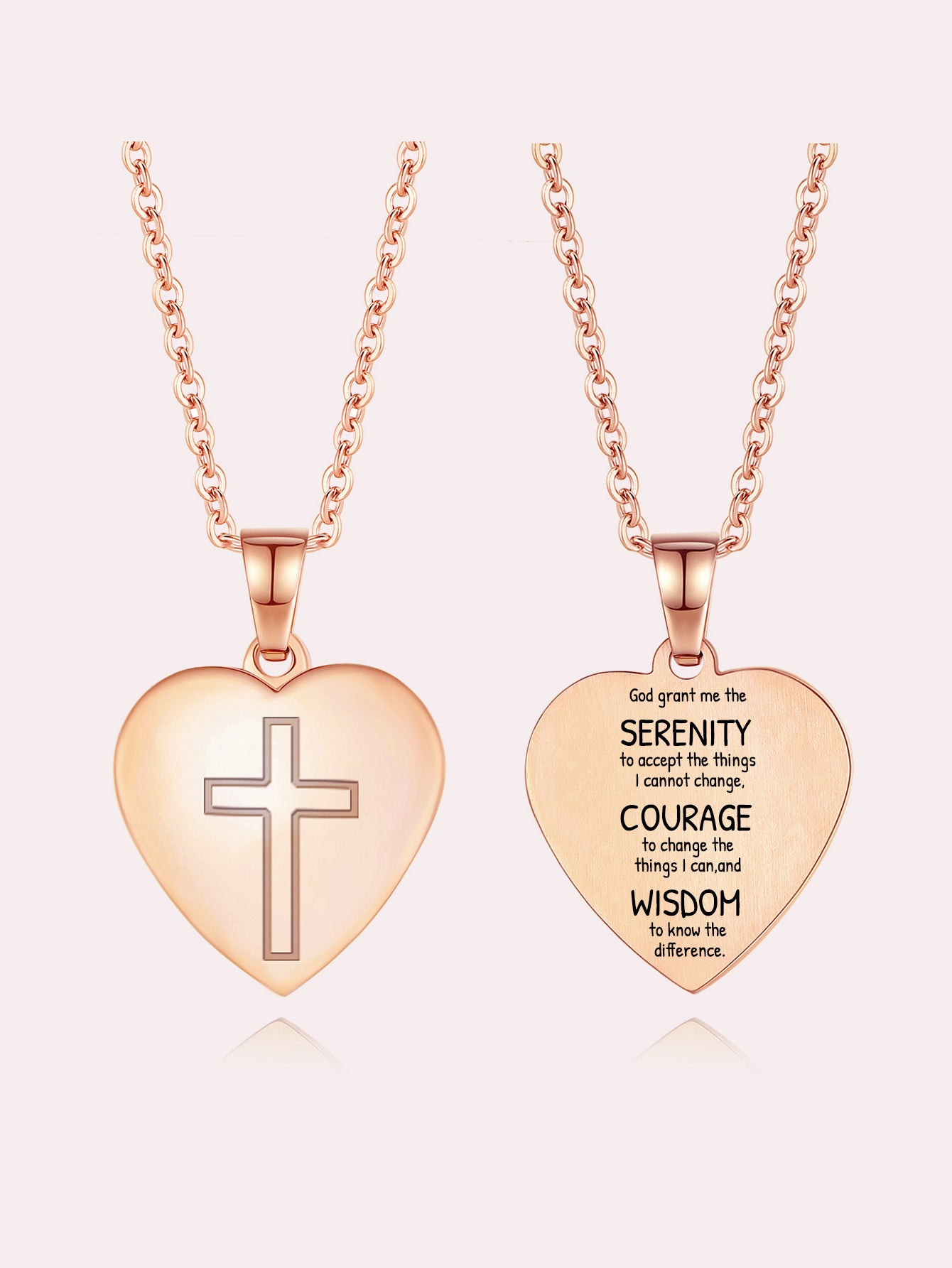 Stainless Steel Christian Cross Heart Bible Verse Necklace-Inspirational Faith Gift for Women Teen Girl