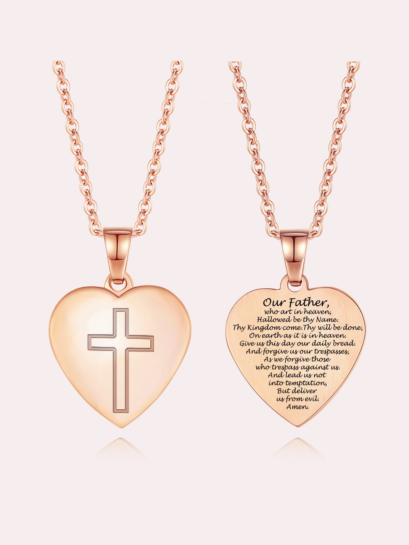 Stainless Steel Christian Cross Heart Bible Verse Necklace-Inspirational Faith Gift for Women Teen Girl