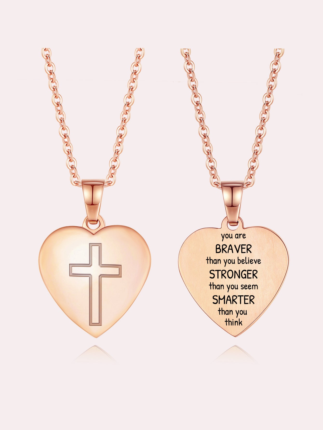 Stainless Steel Christian Cross Heart Bible Verse Necklace-Inspirational Faith Gift for Women Teen Girl
