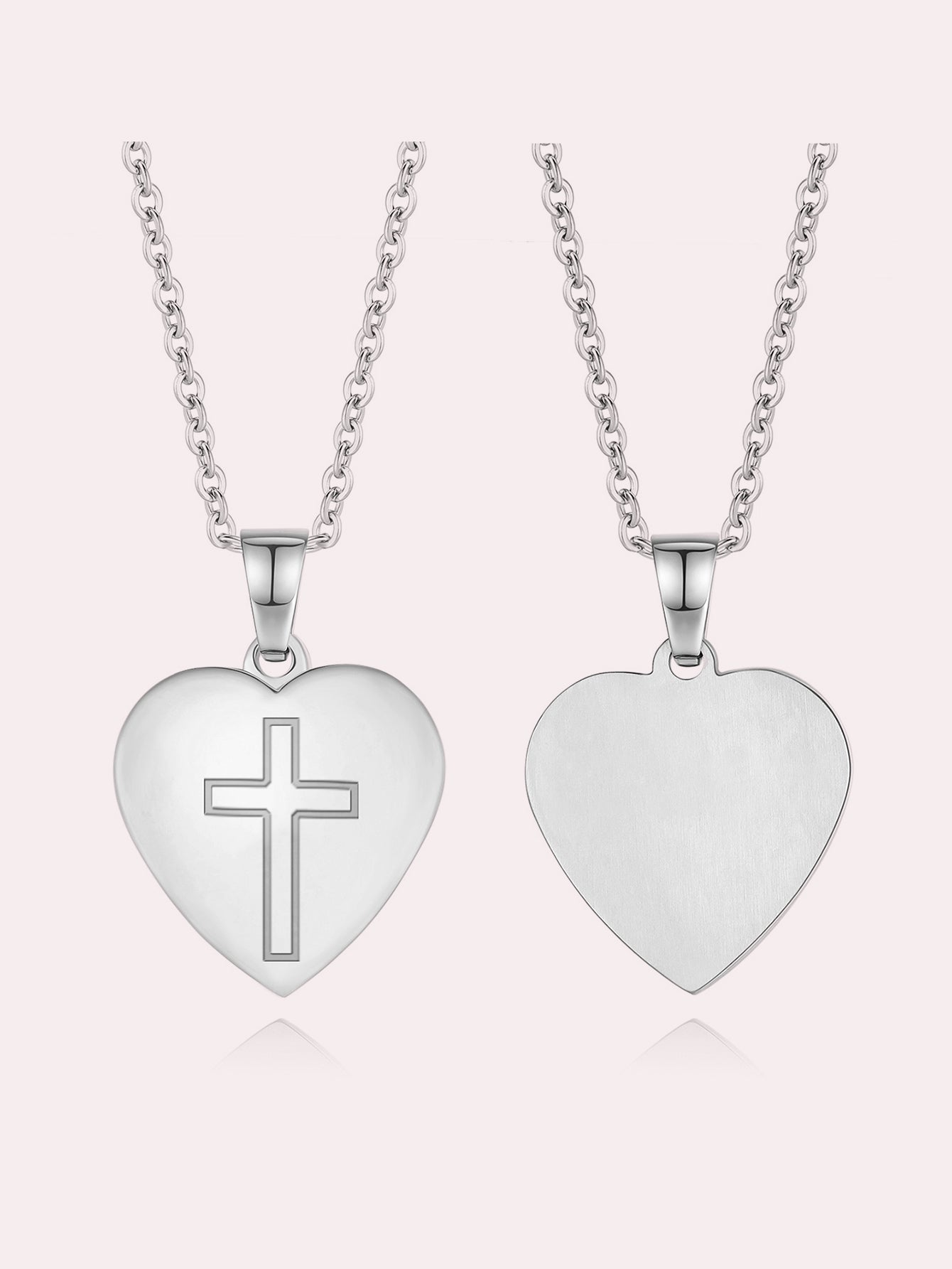 Stainless Steel Christian Cross Heart Bible Verse Necklace-Inspirational Faith Gift for Women Teen Girl
