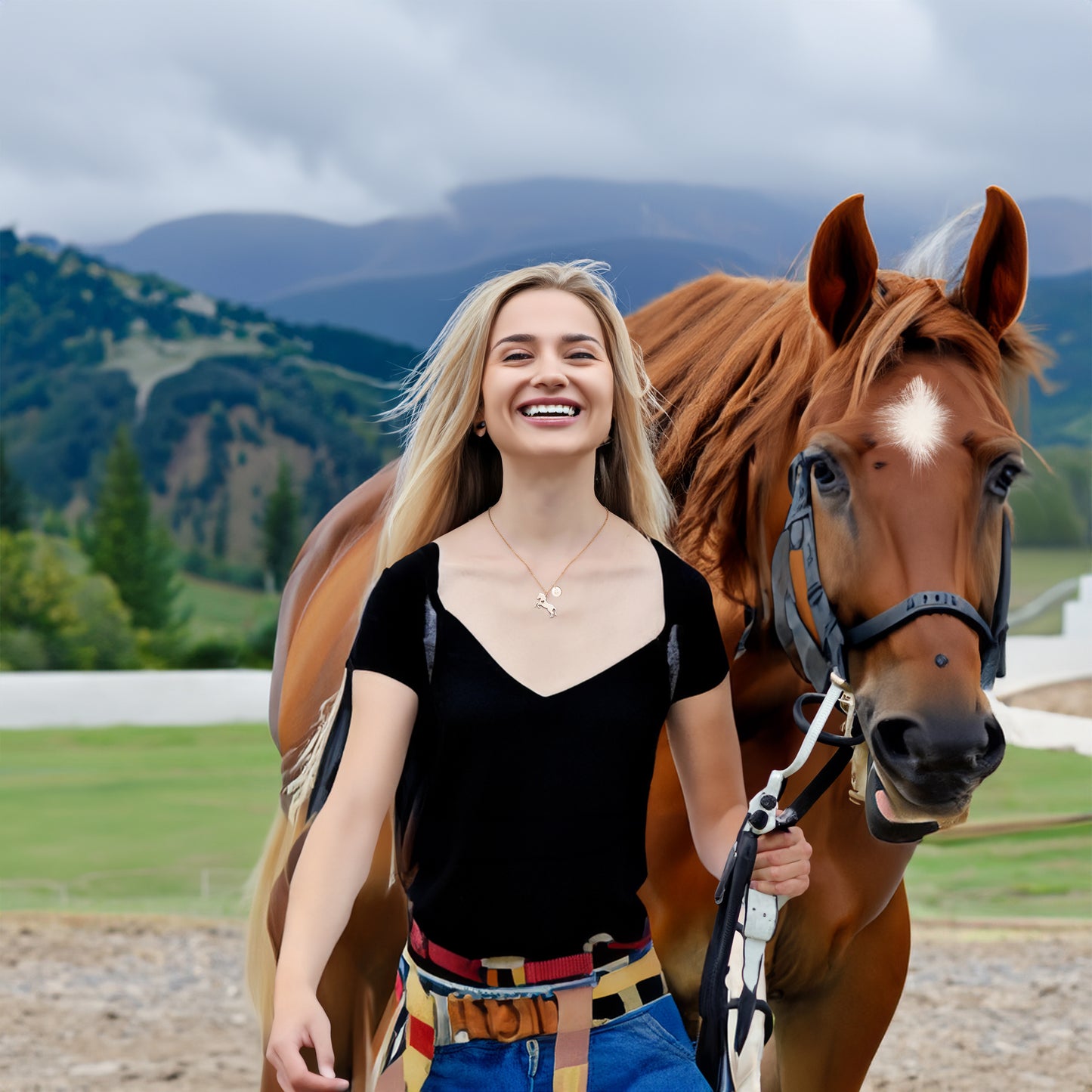 Charming Stainless Steel Horse Necklace - Horse Pendant with 26 Initials, Ideal Gift for Girls, Women, and Horse Enthusiasts of All Ages