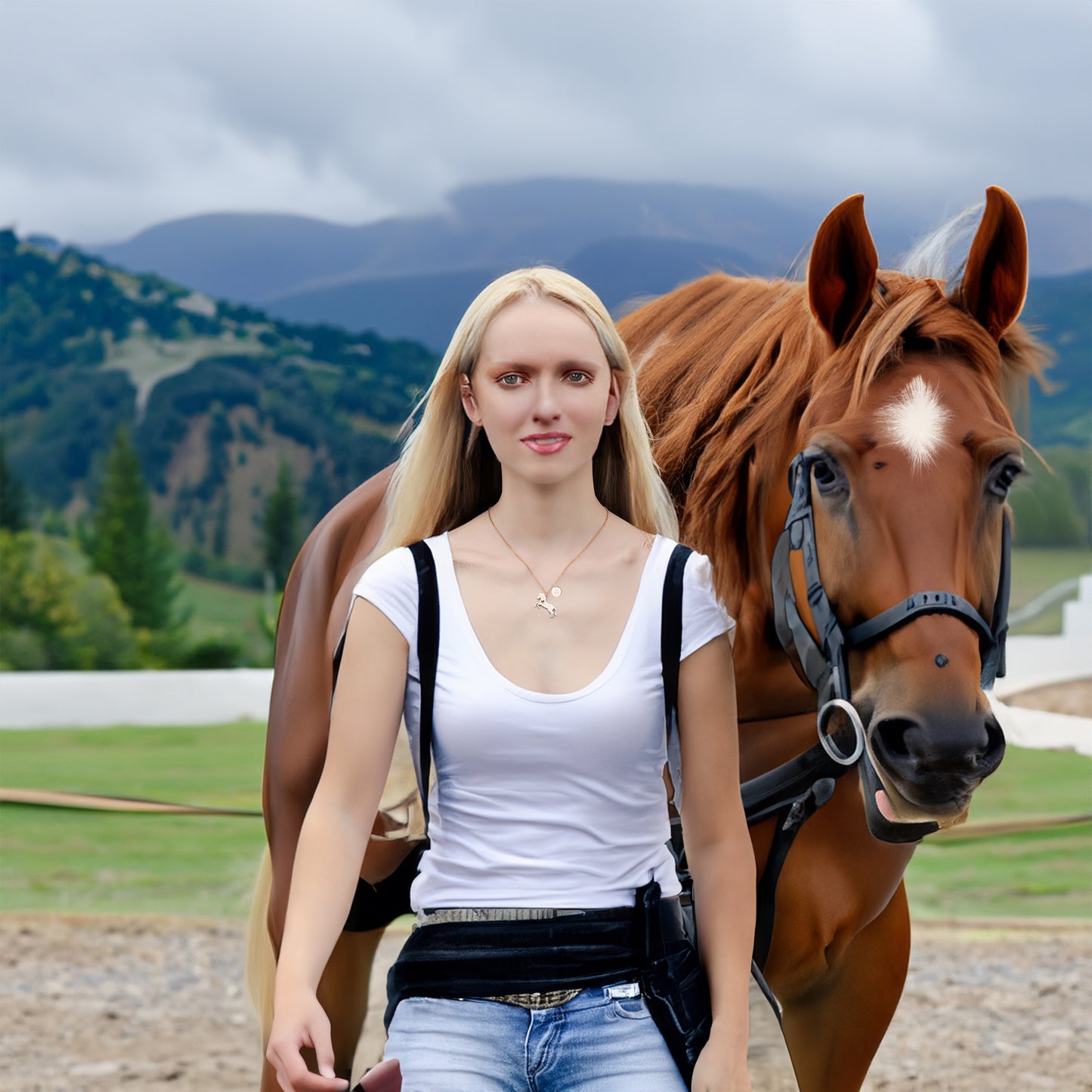 Charming Stainless Steel Horse Necklace - Horse Pendant with 26 Initials, Ideal Gift for Girls, Women, and Horse Enthusiasts of All Ages