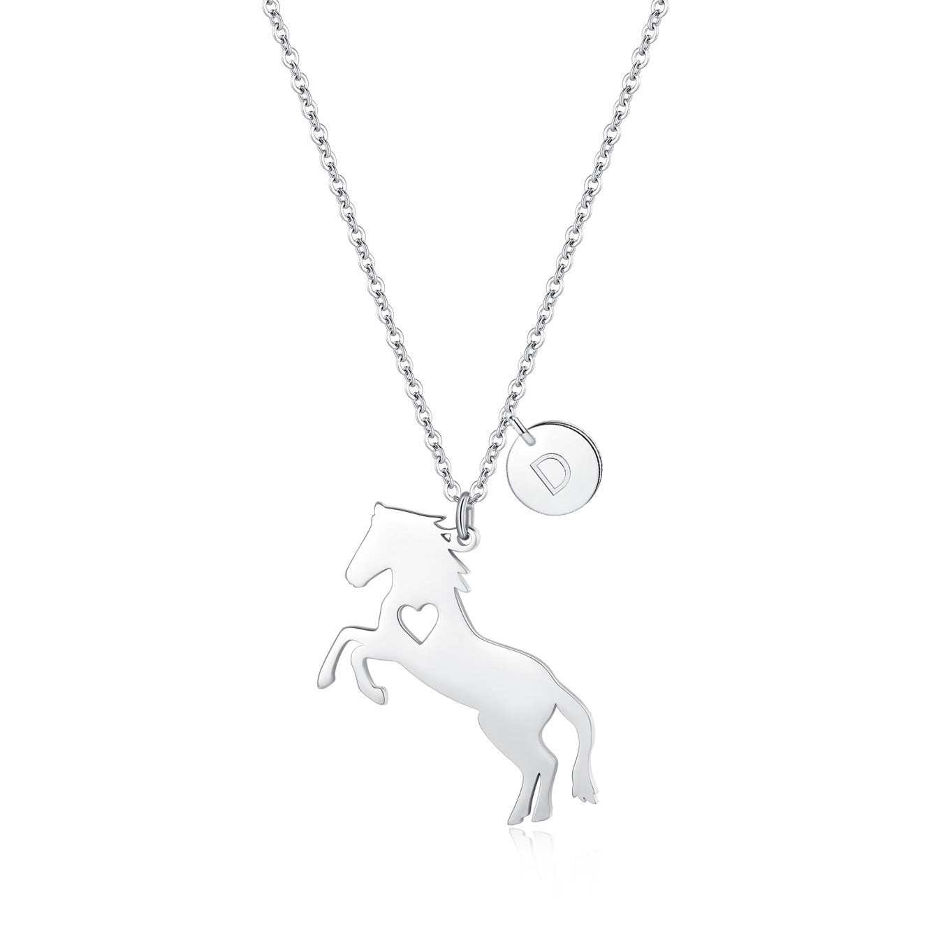 Charming Stainless Steel Horse Necklace - Horse Pendant with 26 Initials, Ideal Gift for Girls, Women, and Horse Enthusiasts of All Ages