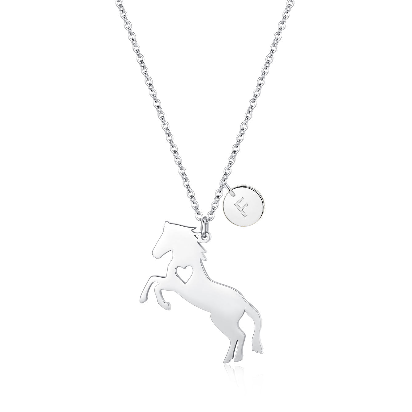 Charming Stainless Steel Horse Necklace - Horse Pendant with 26 Initials, Ideal Gift for Girls, Women, and Horse Enthusiasts of All Ages