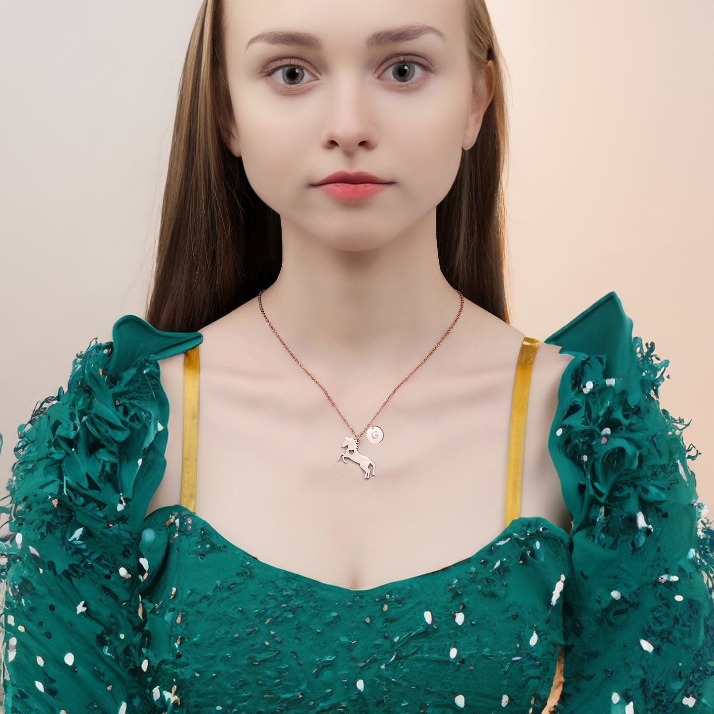 Charming Stainless Steel Horse Necklace - Horse Pendant with 26 Initials, Ideal Gift for Girls, Women, and Horse Enthusiasts of All Ages