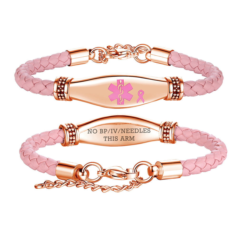 Beautiful Leather Medical Alert Bracelets for Women
