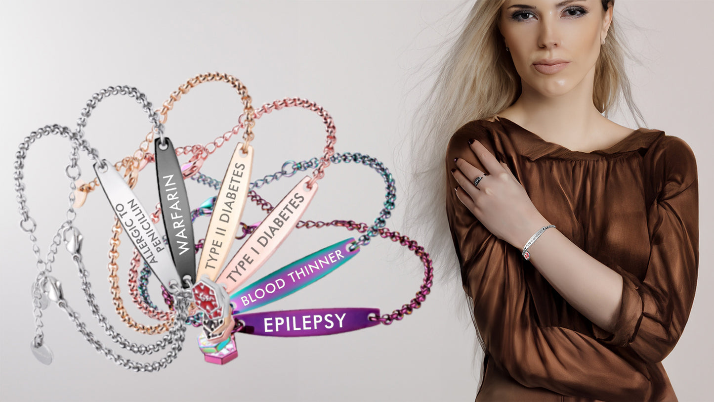 SIMPLE ROLO CHAIN MEDICAL ID BRACELET FOR WOMEN