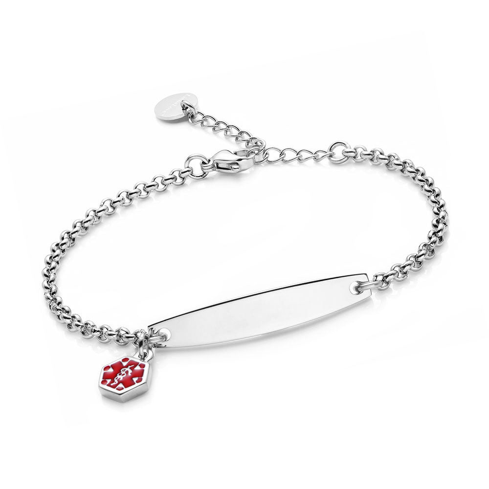 SIMPLE ROLO CHAIN MEDICAL ID BRACELET FOR WOMEN