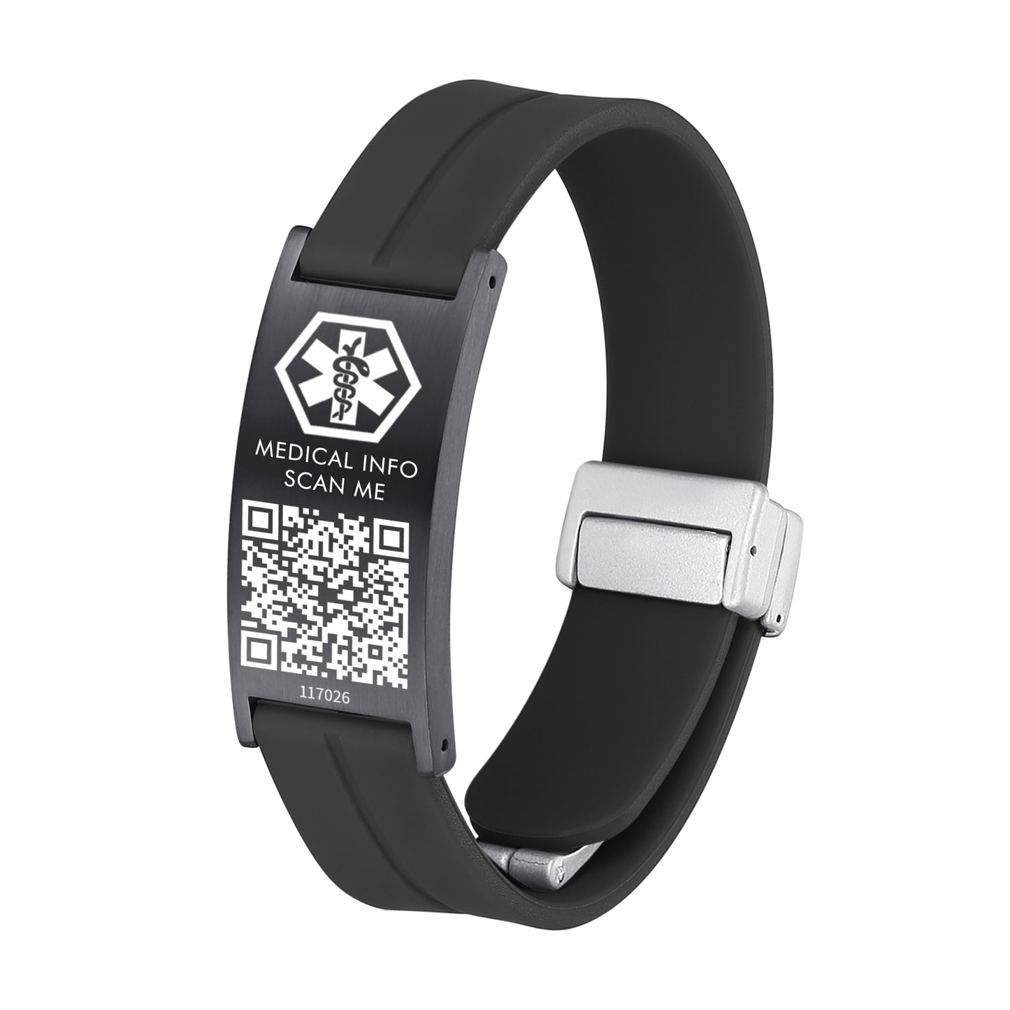 Medical ID Bracelet with QR Code for Women Men, Silicone Adjustable QR Code Medical Alert Bracelets,Dynamic Web Information