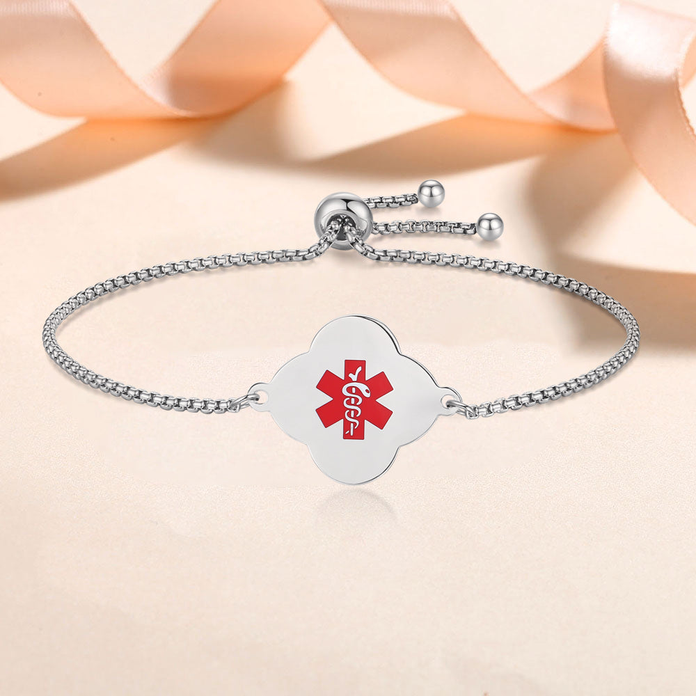 Elegant Simple Rolo chain Medical Alert Bracelet for Women – Handcrafted & Stylish