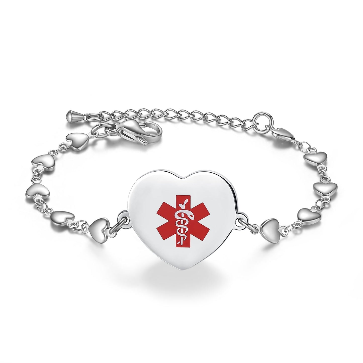 Heart charm Medical Alert Bracelets for Women