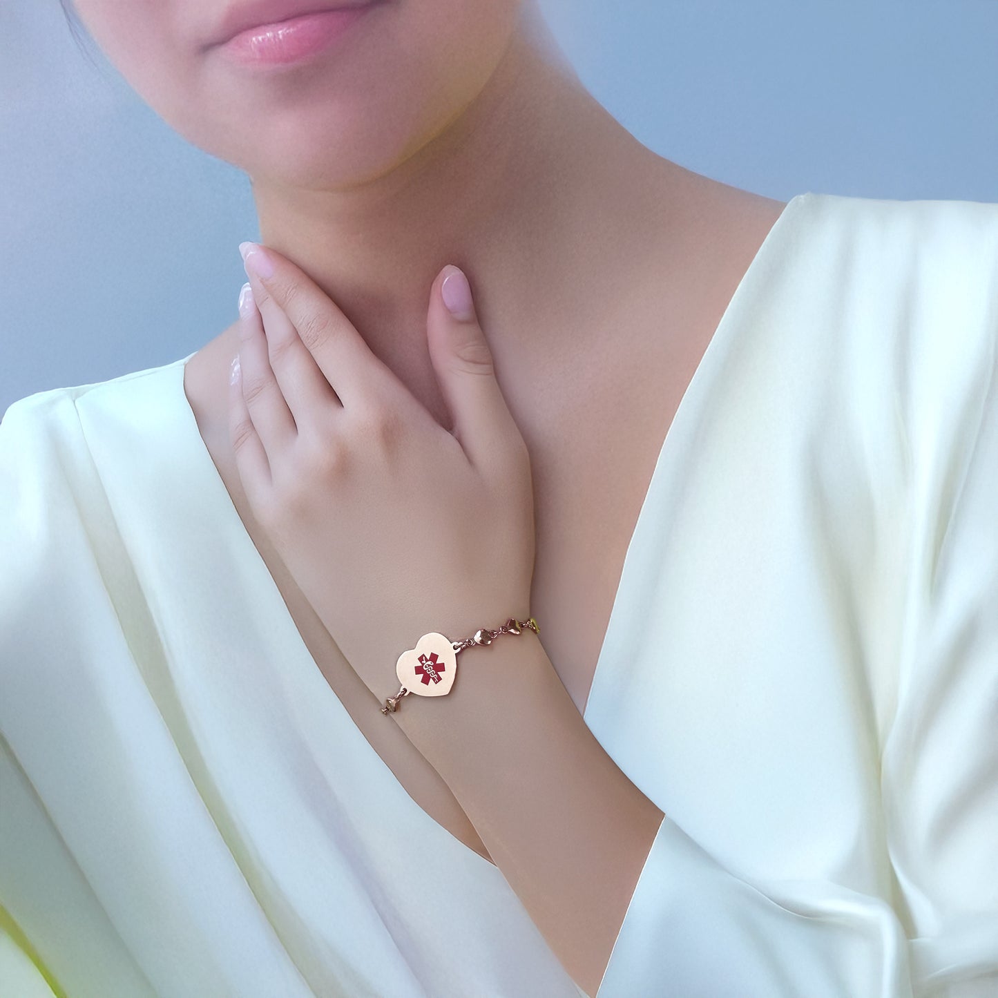 Heart charm Medical Alert Bracelets for Women