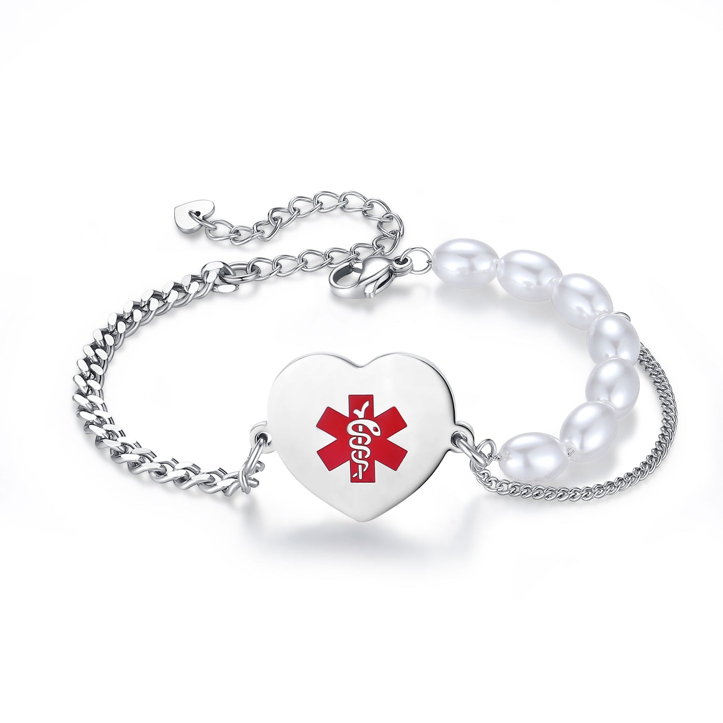 Heart charm Medical Alert Bracelets for Women
