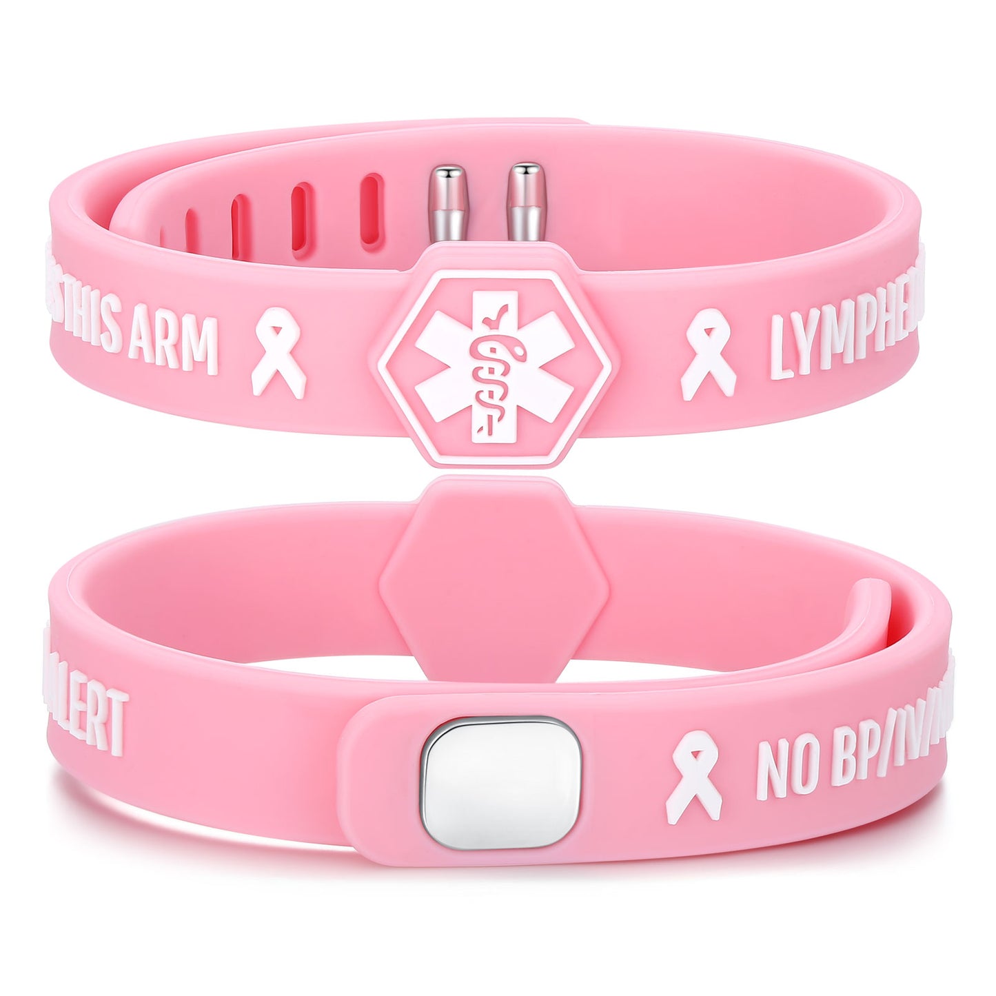 Pink Ribbon Lymphedema Alert Bracelet for Women Breast Cancer Awareness Pink Ribbon Bracelets