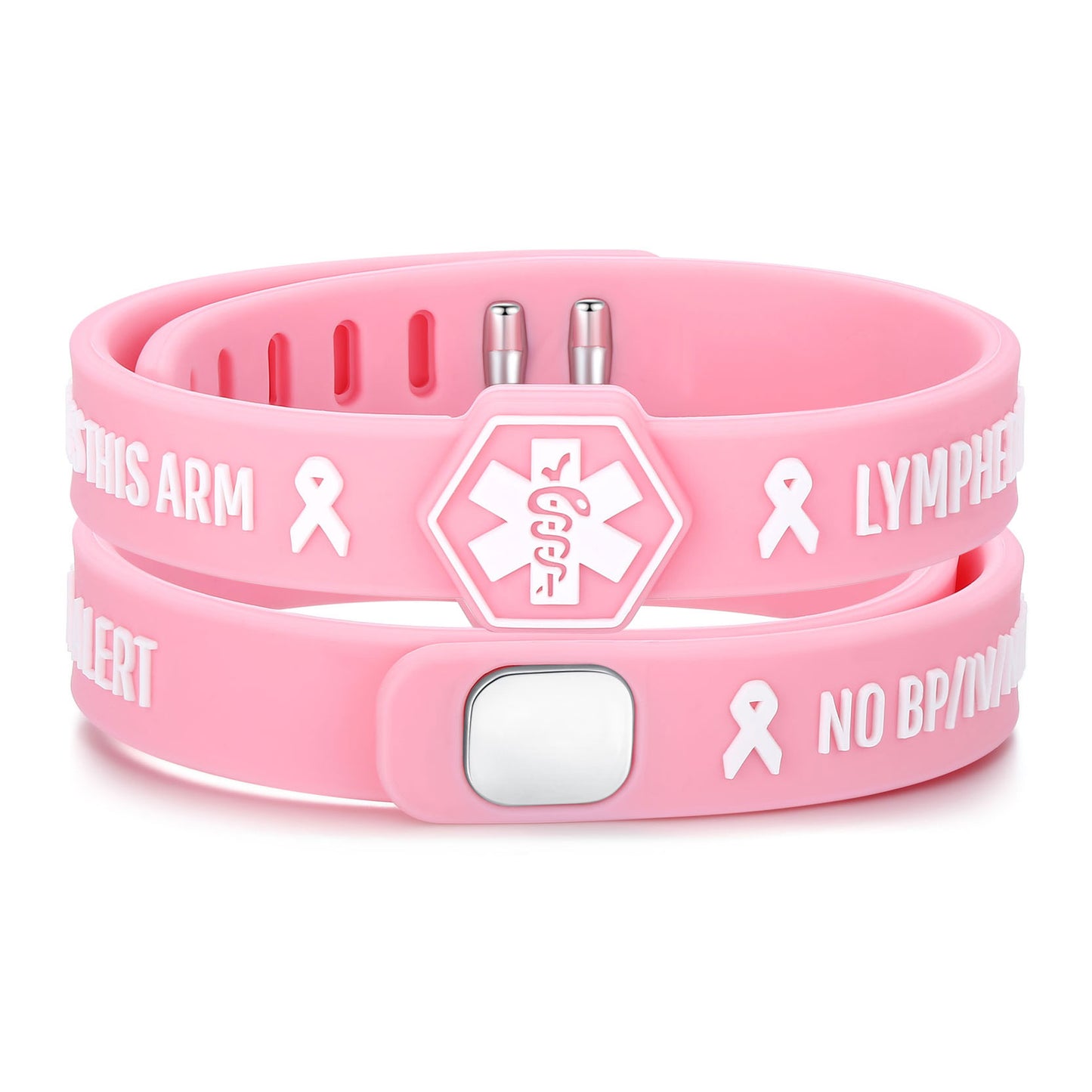 Pink Ribbon Lymphedema Alert Bracelet for Women Breast Cancer Awareness Pink Ribbon Bracelets