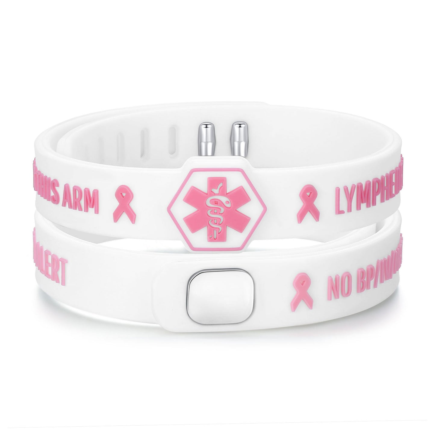 Pink Ribbon Lymphedema Alert Bracelet for Women Breast Cancer Awareness Pink Ribbon Bracelets