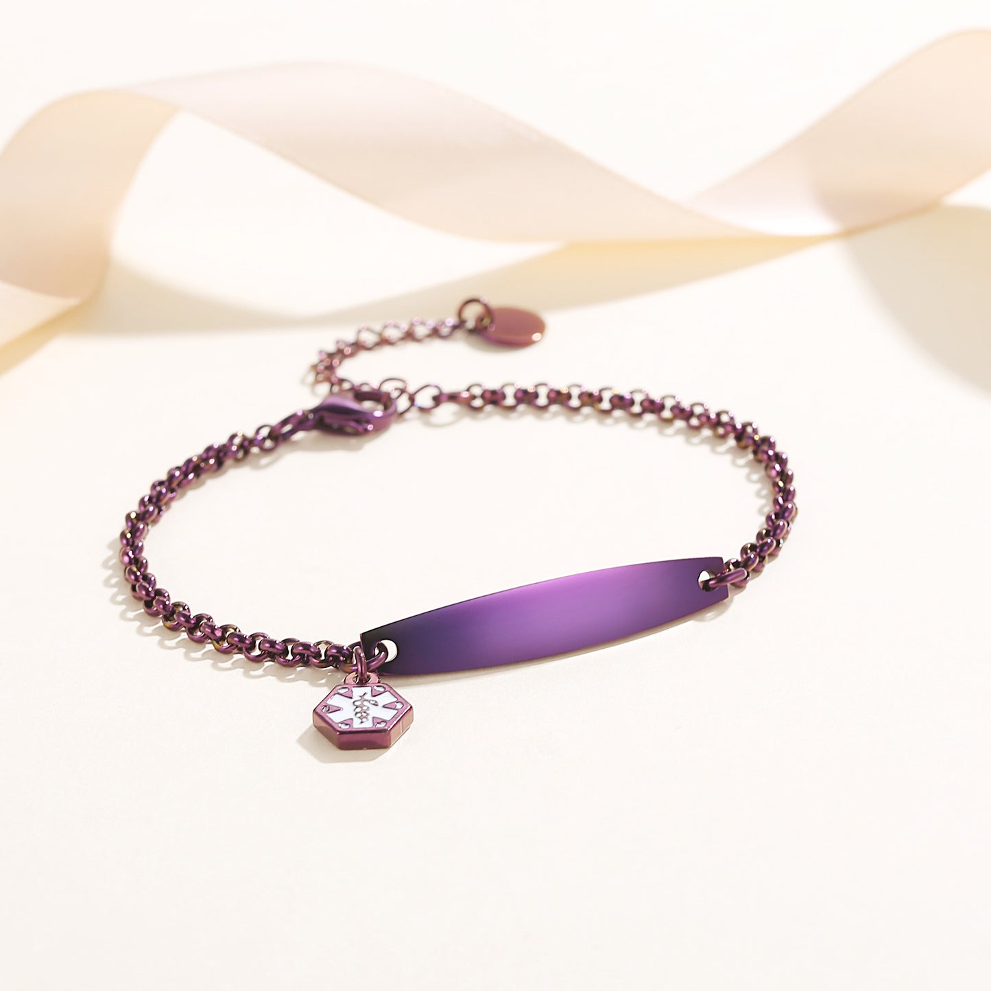 SIMPLE ROLO CHAIN MEDICAL ID BRACELET FOR WOMEN