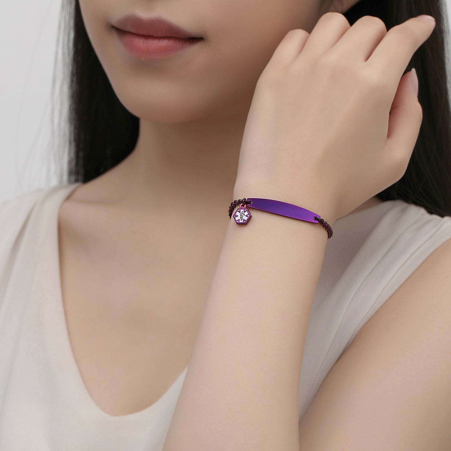 SIMPLE ROLO CHAIN MEDICAL ID BRACELET FOR WOMEN