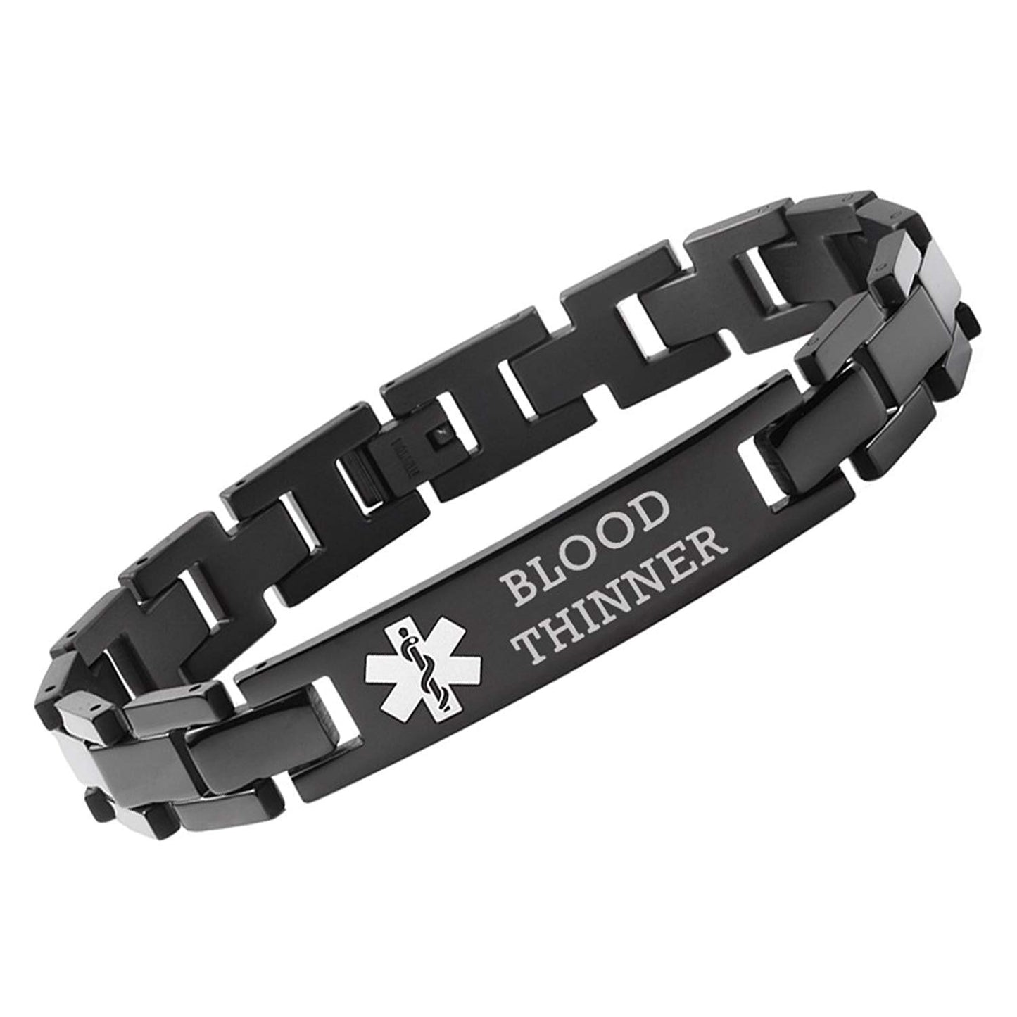 LinnaLove Onyx Solid titanium Medical id Bracelets for Men and Women