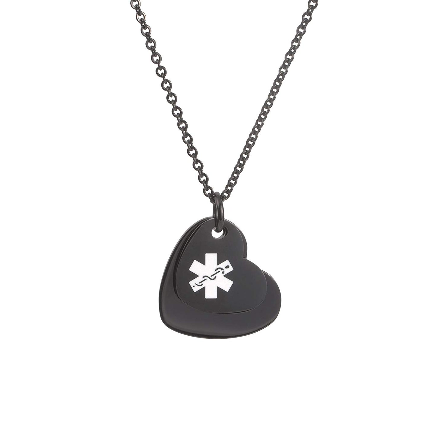 Heart Medical ID Alert Necklaces for Women & Girl with Free Engraving