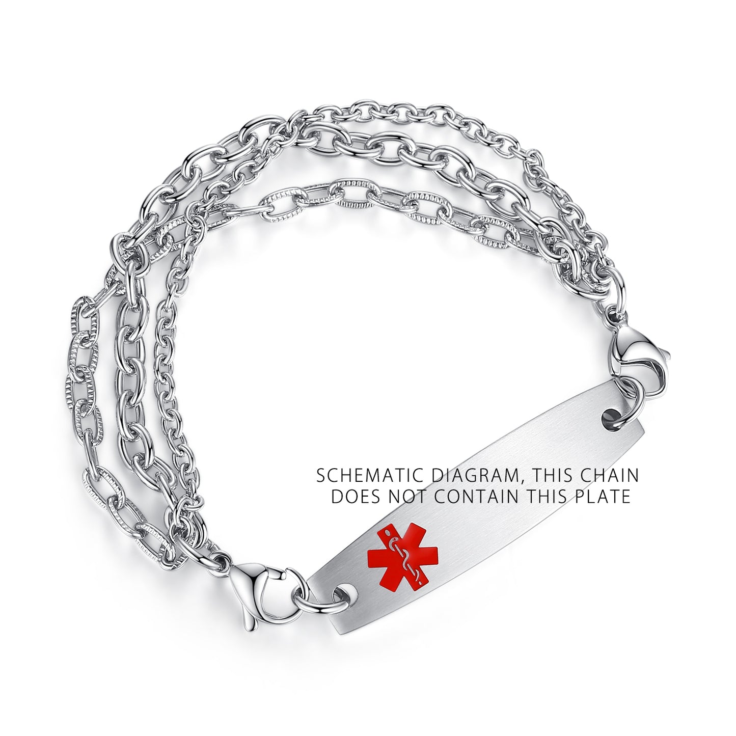 LinnaLove Tri-Strand Stainless Steel Medical Alert Interchangeable Bracelet for Women