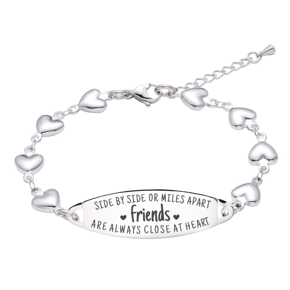 Matching Heart Sister Bracelets – Best Friend BFF Long Distance Bracelets, 3Pc/4Pc Set, Stainless Steel & Rope