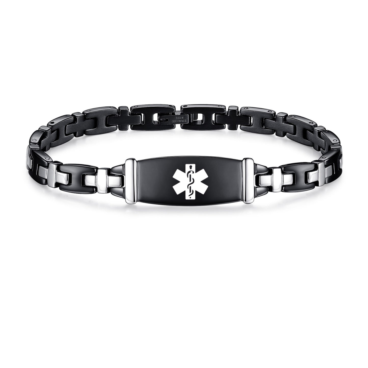 Fashion Lady Stainless steel Medical Alert id Bracelets with Free Engraving