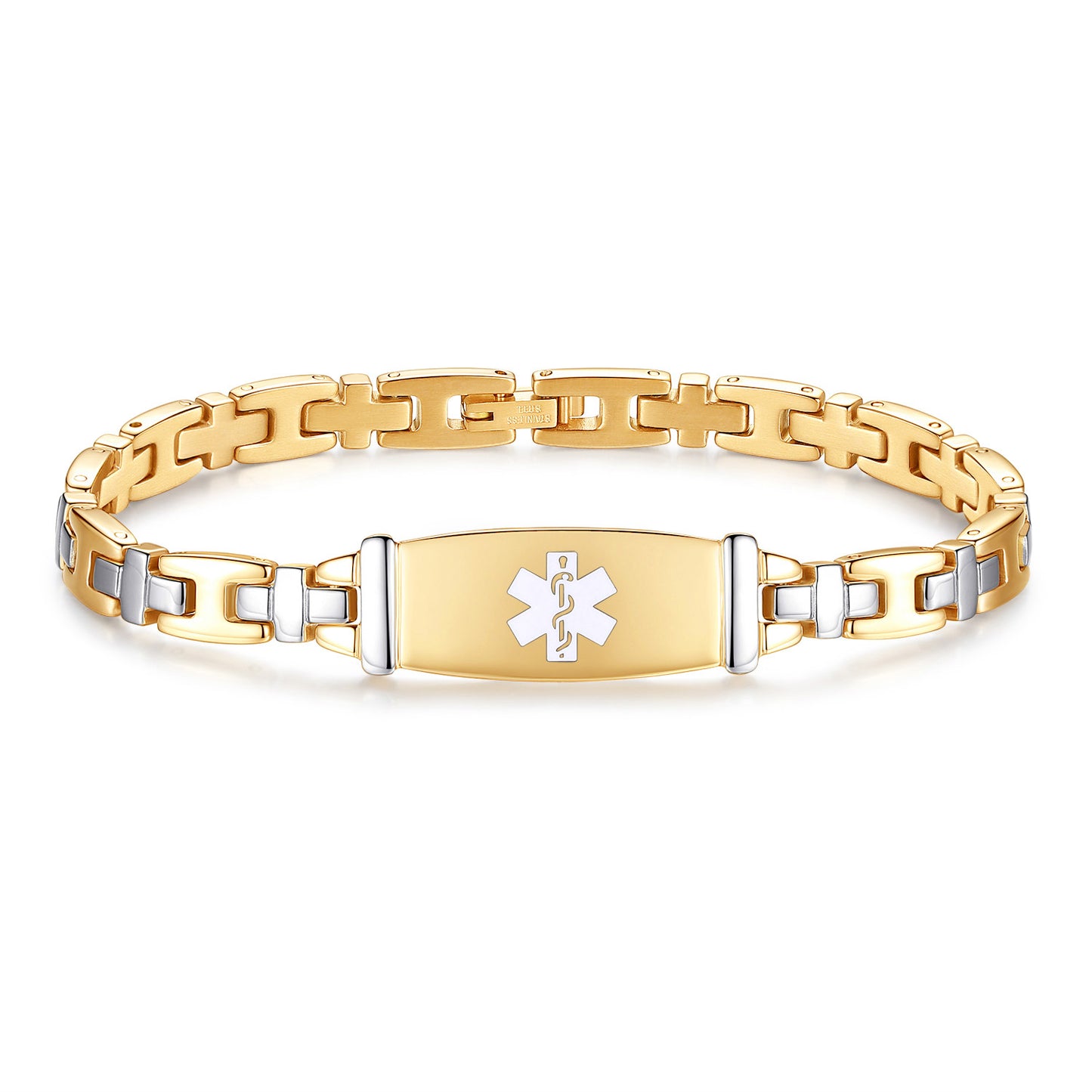 Fashion Lady Stainless steel Medical Alert id Bracelets with Free Engraving